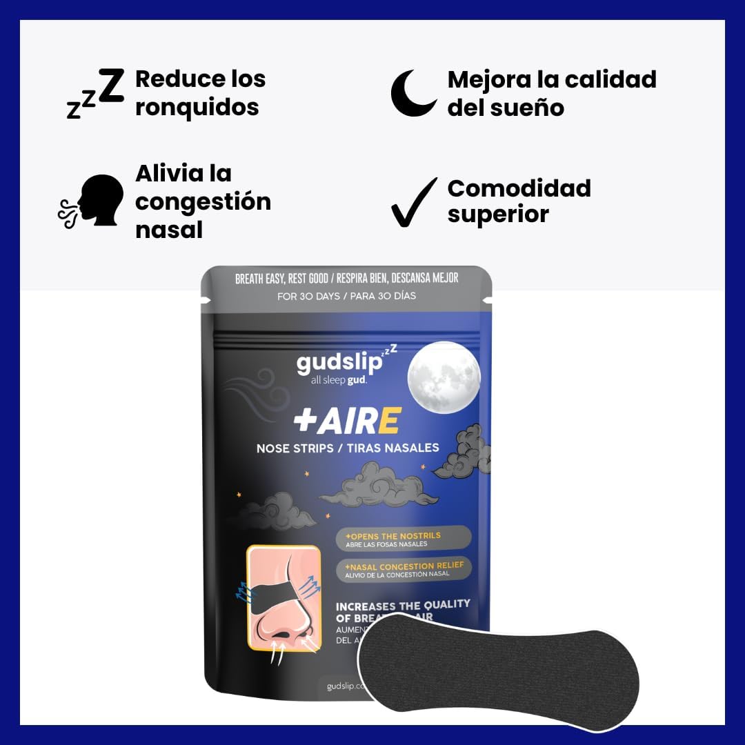 (AMAZON)Tiras Nasales Gudslip® – Suministro de 30 + 6 Días para Mejorar la Respiración Nasal, Reducir los Ronquidos y Aliviar la Congestión – Cómodas y Efectivas para un Sueño Reparador
