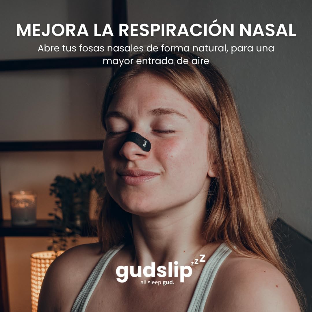 (AMAZON)Tiras Nasales Gudslip® – Suministro de 30 + 6 Días para Mejorar la Respiración Nasal, Reducir los Ronquidos y Aliviar la Congestión – Cómodas y Efectivas para un Sueño Reparador