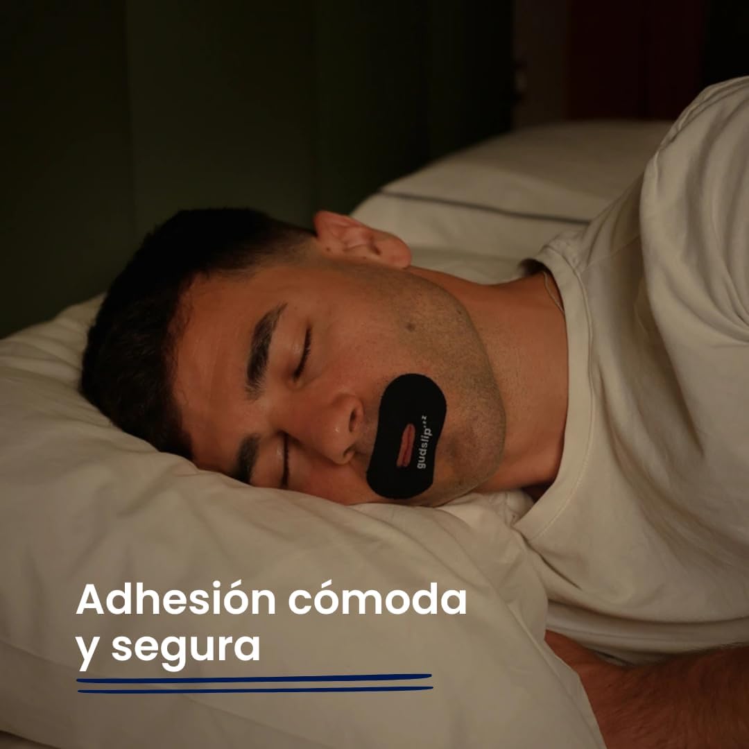 (Amazon)Cinta Bucal GudSlip® – 30+ 6 Cintas Bucales - Adhesivo Hipoalergénico para Promover la Respiración Nasal, Reducir Ronquidos y Mejorar la Calidad del Sueño – Cómoda y Segura para Uso Nocturno